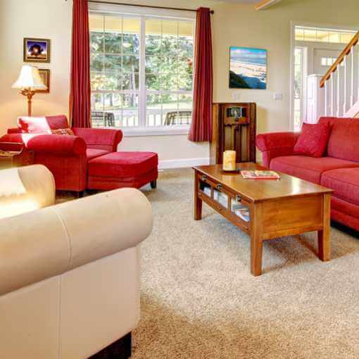 Living room with carpet and upholstered furniture