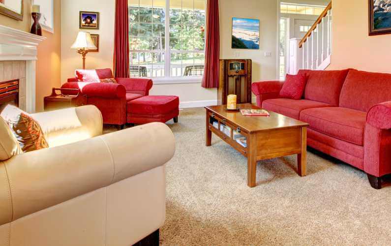 Red furniture in living room